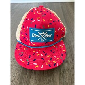Flat Bill Sprinkle Print Rope Snapback Trucker Hat Adjustable Pink